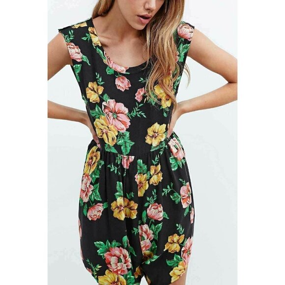 Somedays Lovin Womens Black Floral Rayon Romper S - Picture 1 of 11